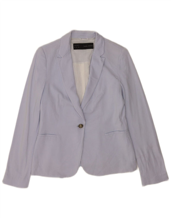 Zara Womens 1 Bouton Blazer Veste UK 16 Grand Bleu