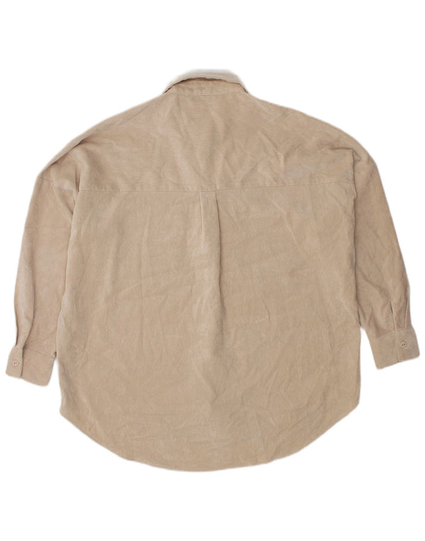 Zara Femme Chemise Oversize En Velours UK 6 XS Beige Polyester