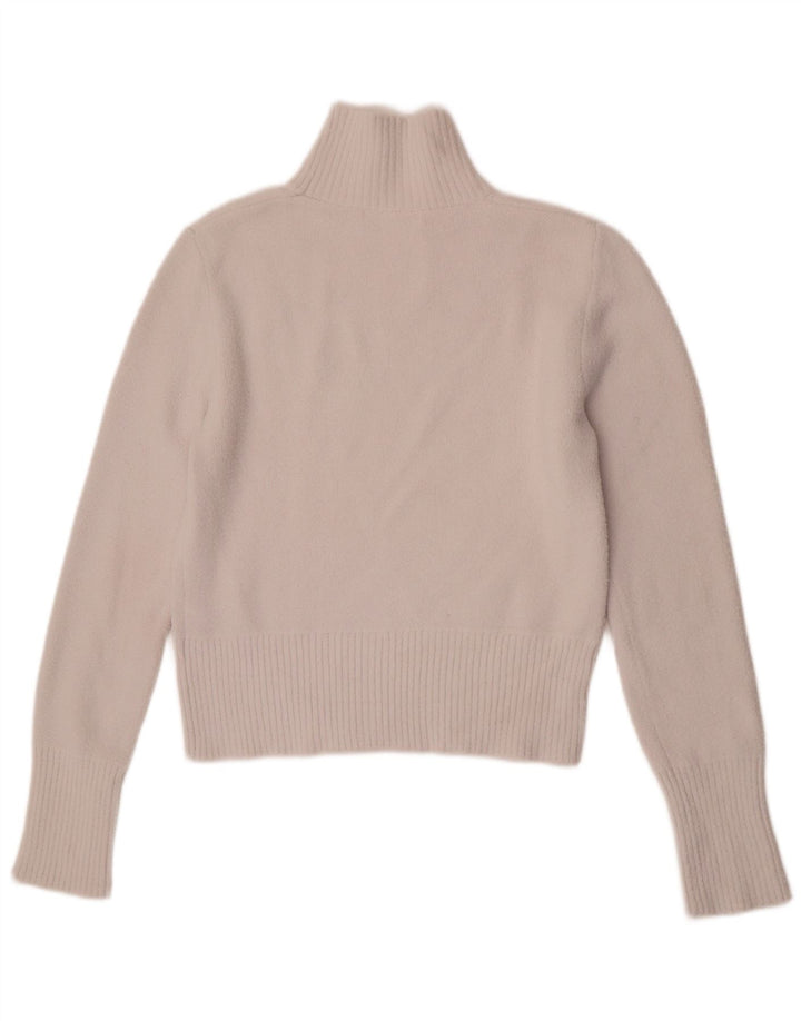 Zara Pull court à col roulé pour femme UK 12 en nylon blanc moyen