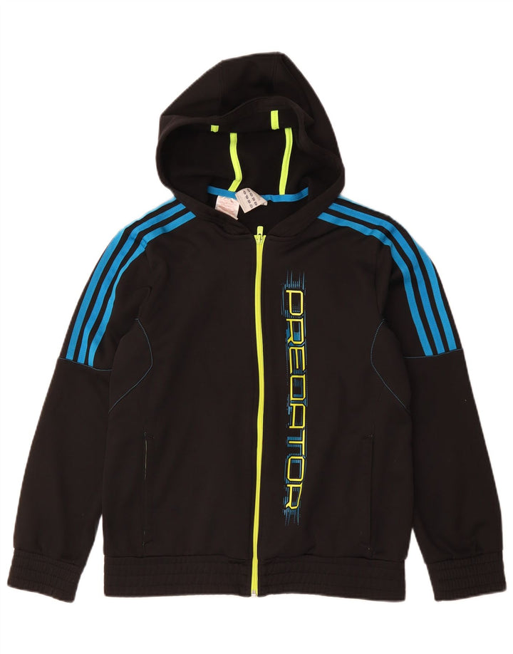 Adidas Pull à capuche zippé Predator Graphic pour garçon 13-14 ans Noir Polyester