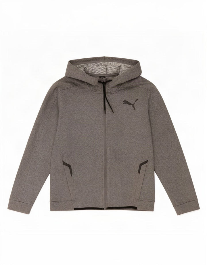 Puma Pull à capuche zippé pour homme en polyester moucheté grand gris