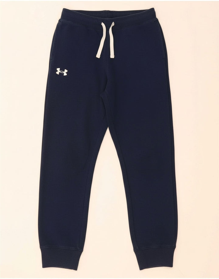 UNDER ARMOUR Boys Tracksuit Trousers Joggers 9-10 Years Medium Navy Blue