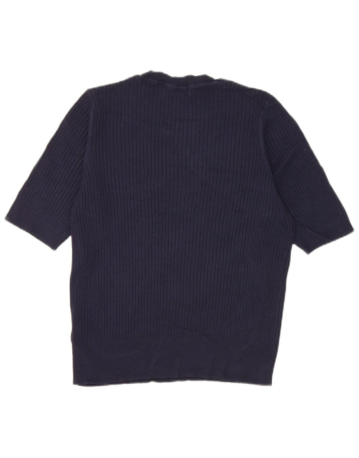 Marks & Spencer Haut T-Shirt Femme UK 14 Bleu Marine Moyen Viscose