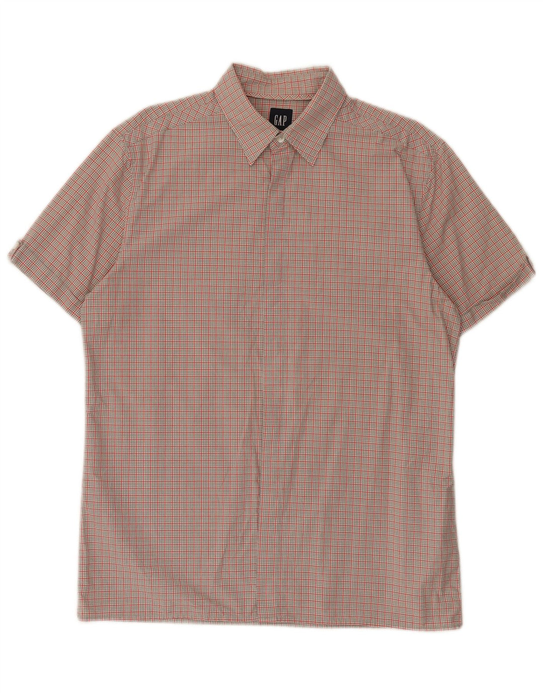 Gap Chemise à Manches Courtes Homme Gris Moyen Carreaux Coton