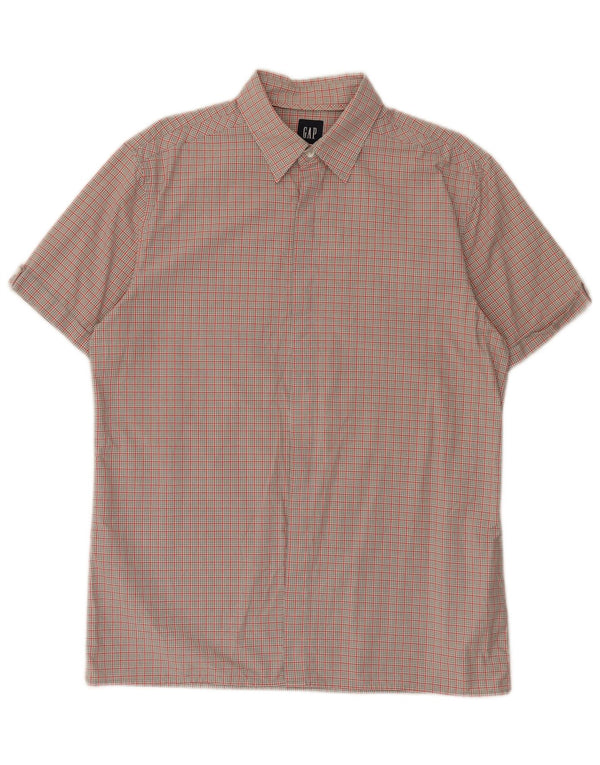 Gap Chemise à Manches Courtes Homme Gris Moyen Carreaux Coton