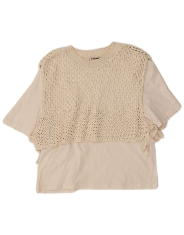 Zara Femme Chemisier Top UK 12 Medium Blanc