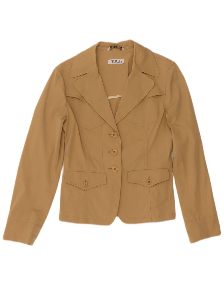 Marella Veste Blazer 3 Boutons Femme UK 6 XS Beige Coton