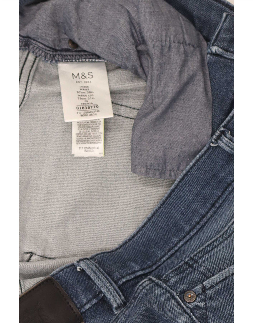 Marks & Spencer Jean droit femme W38 L31 bleu coton