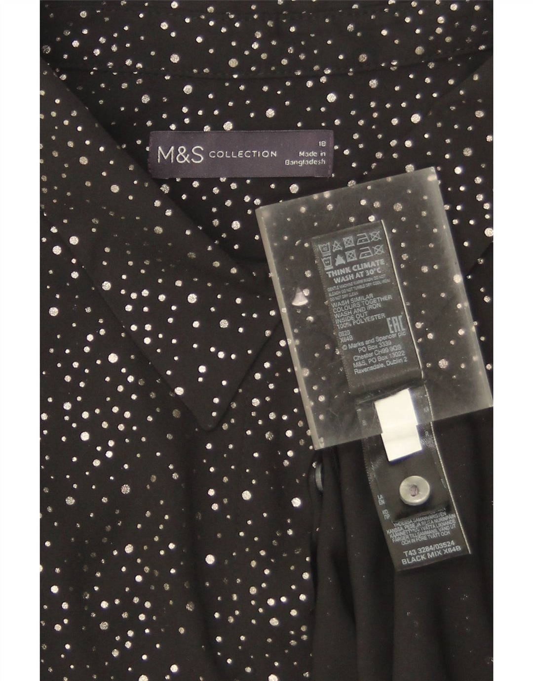 Marks & Spencer Chemisier surdimensionné pour femme UK 18 XL Noir à pois