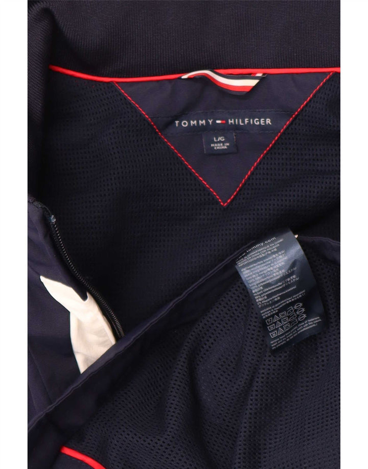 Tommy Hilfiger Veste de pluie pour femme UK 14 Large Bleu marine Colorblock Nylon