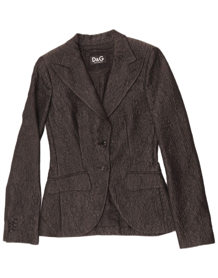 Dolce & Gabbana Veste blazer à 2 boutons pour femme IT 42 Polyester noir moyen