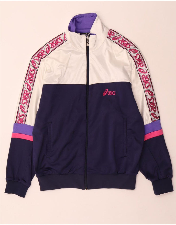 ASICS Veste de survêtement graphique pour femme IT 48 XL Blanc Colourblock