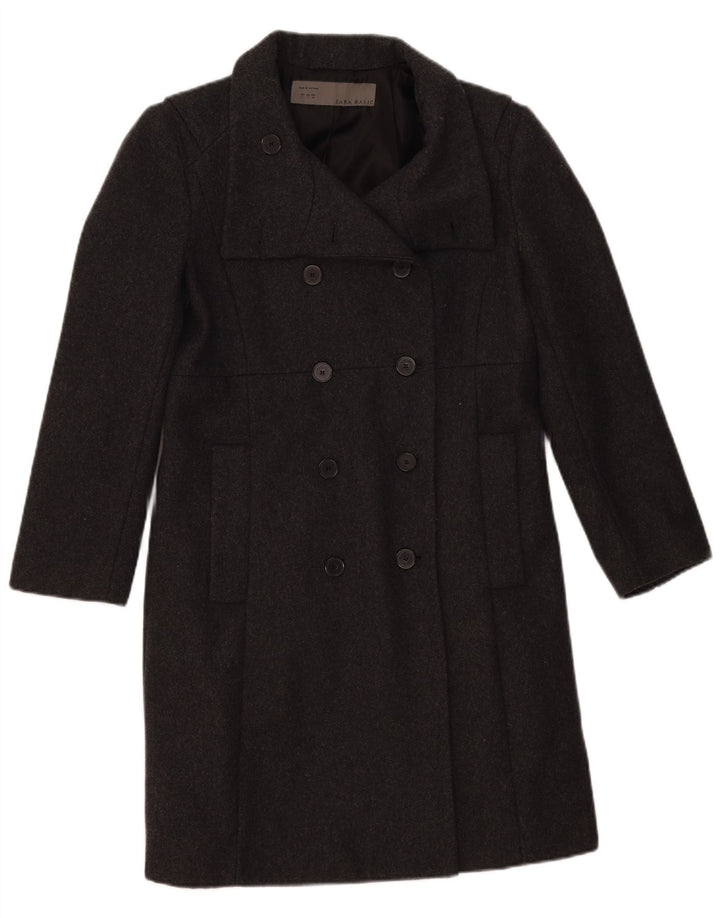 Zara Womens Double Breasted Coat UK 16 Large Gris Laine