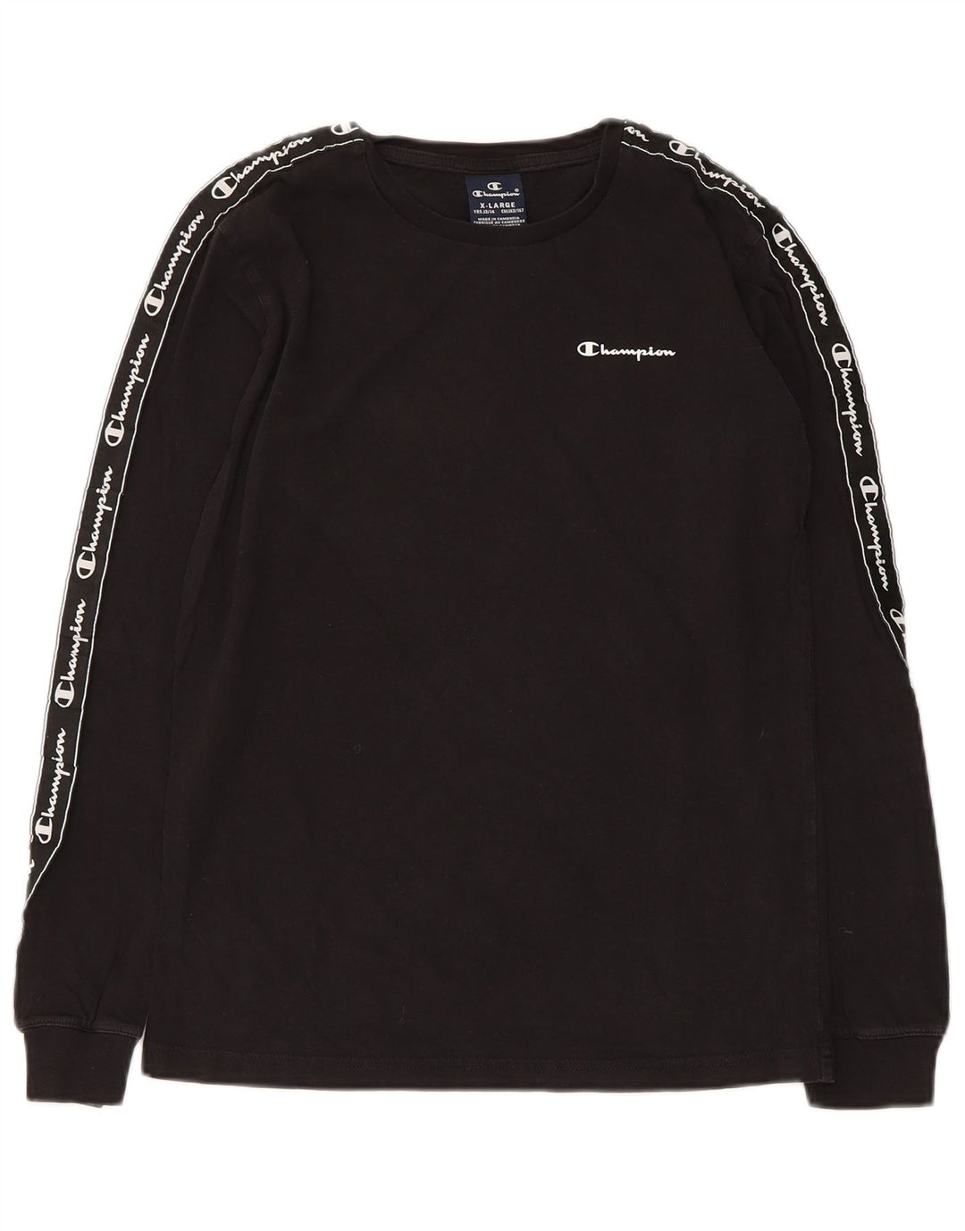 Champion Garçon Graphique Haut Manches Longues 13-14 ans XL Noir
