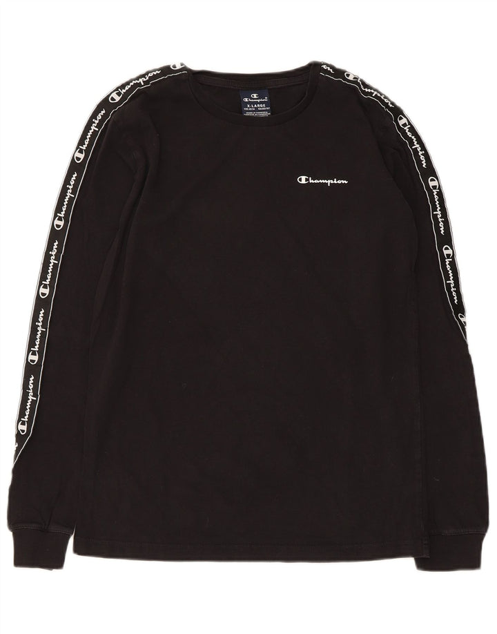 Champion Garçon Graphique Haut Manches Longues 13-14 ans XL Noir