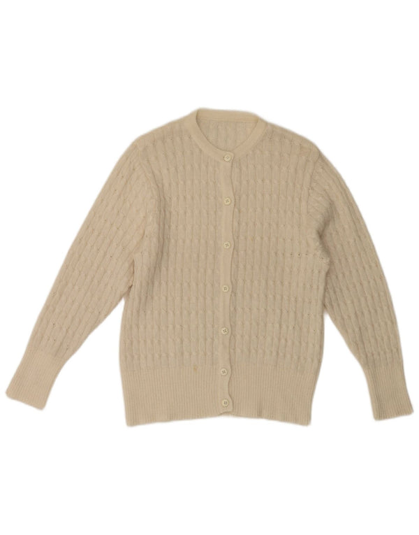 vintage Femme Cardigan Pull UK 10 Petit Blanc