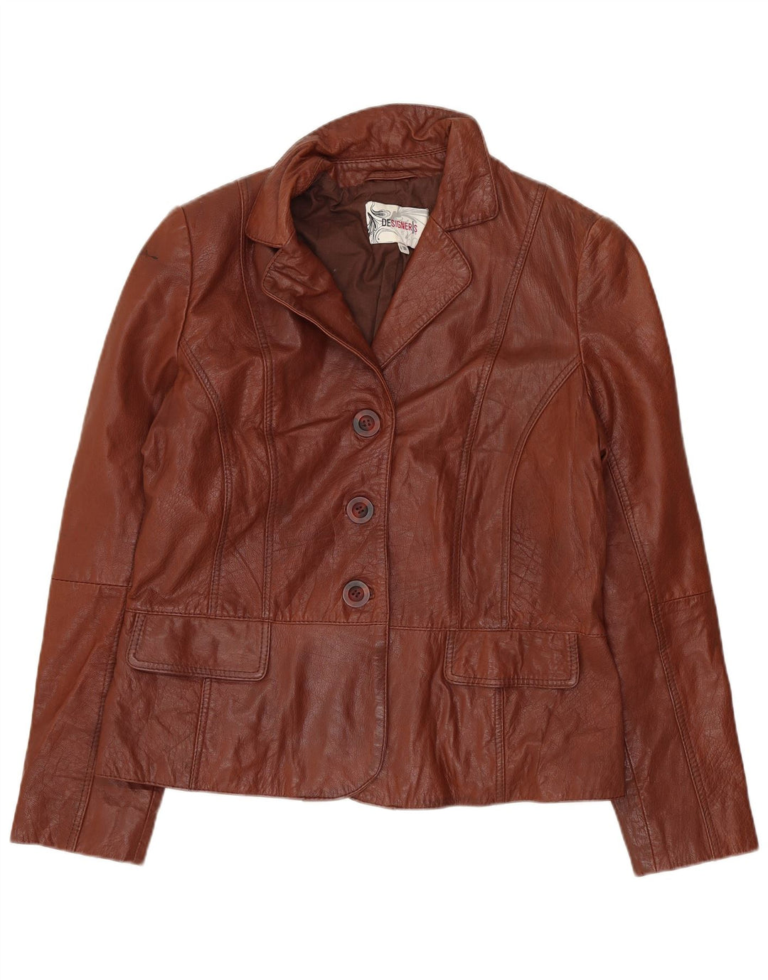 DESIGNER Veste en cuir femme EU 38 Cuir marron moyen