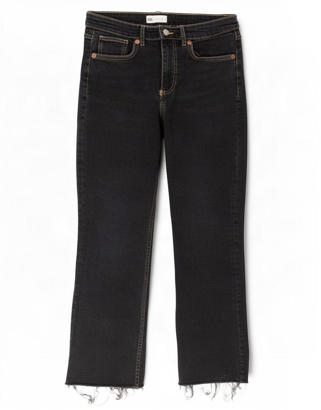 Zara Jean court bootcut pour femme EU 42 Large W32 L26 Noir