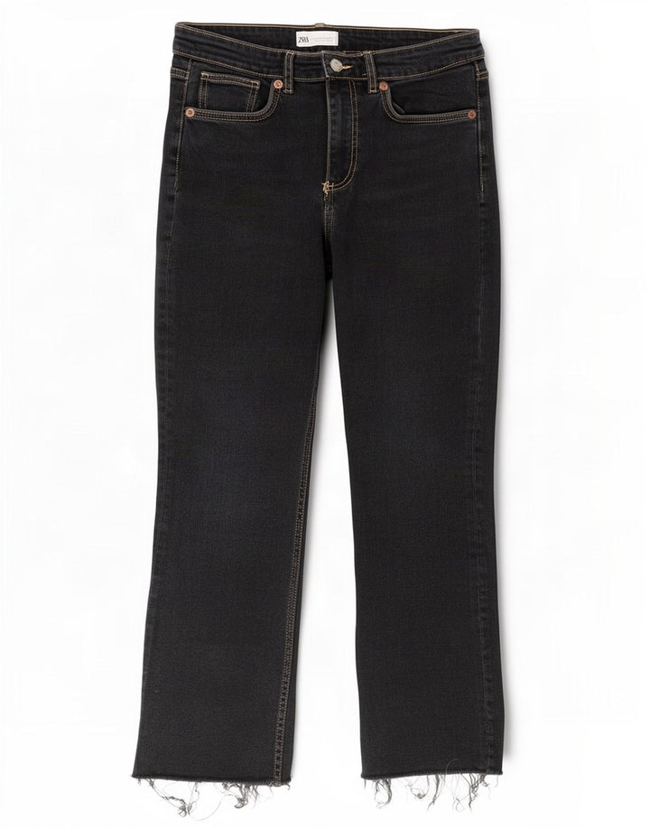 Zara Jean court bootcut pour femme EU 42 Large W32 L26 Noir