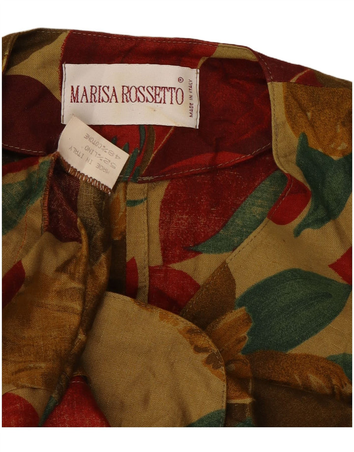 vintage Femme Manches Courtes Blazer Veste UK 12 Moyen Multicolore Tropique