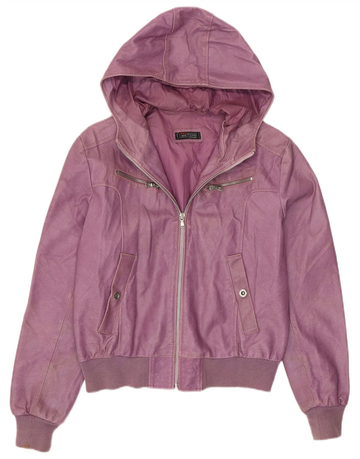 BATA AND MORE Veste à capuche courte pour femme UK 12 Cuir violet moyen