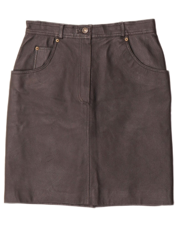 jupe en cuir femme vintage EU 40 Moyen W28 Cuir Noir