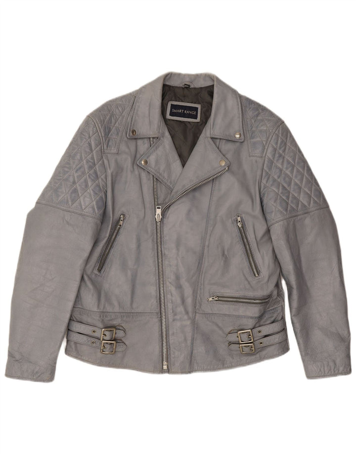 Smart Range Veste de motard en cuir pour femme UK 20 2XL Cuir bleu