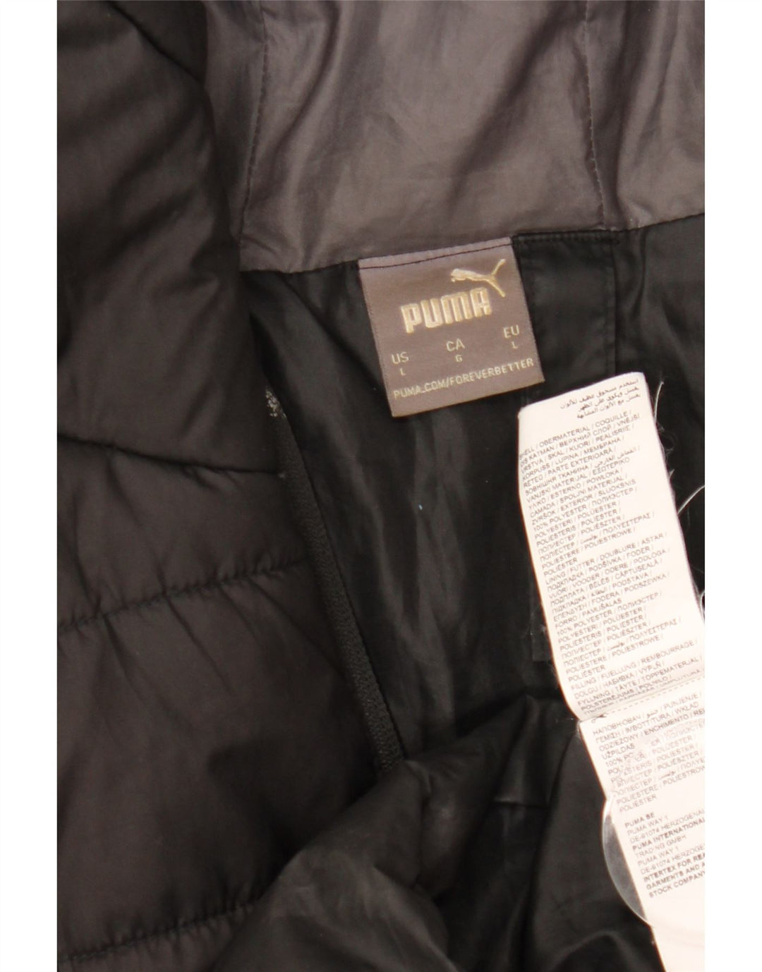 Puma Veste rembourrée à capuche pour homme UK 40 Large Noir Polyester