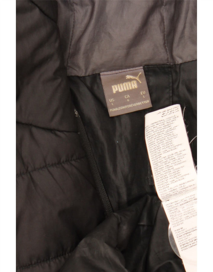 Puma Veste rembourrée à capuche pour homme UK 40 Large Noir Polyester