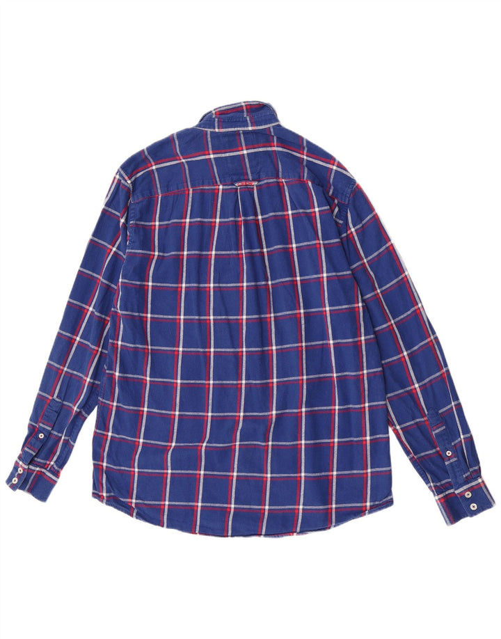 Crew Clothing Chemise en flanelle coupe classique pour homme en coton à carreaux bleus