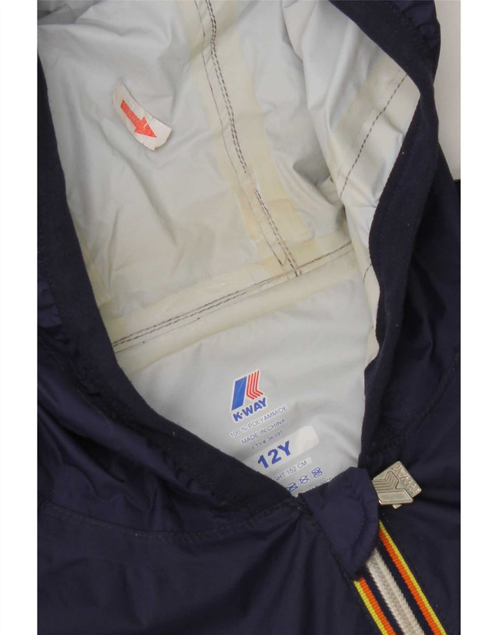 K-Way Veste de Pluie à Capuche Garçon 11-12 ans Nylon Bleu Marine