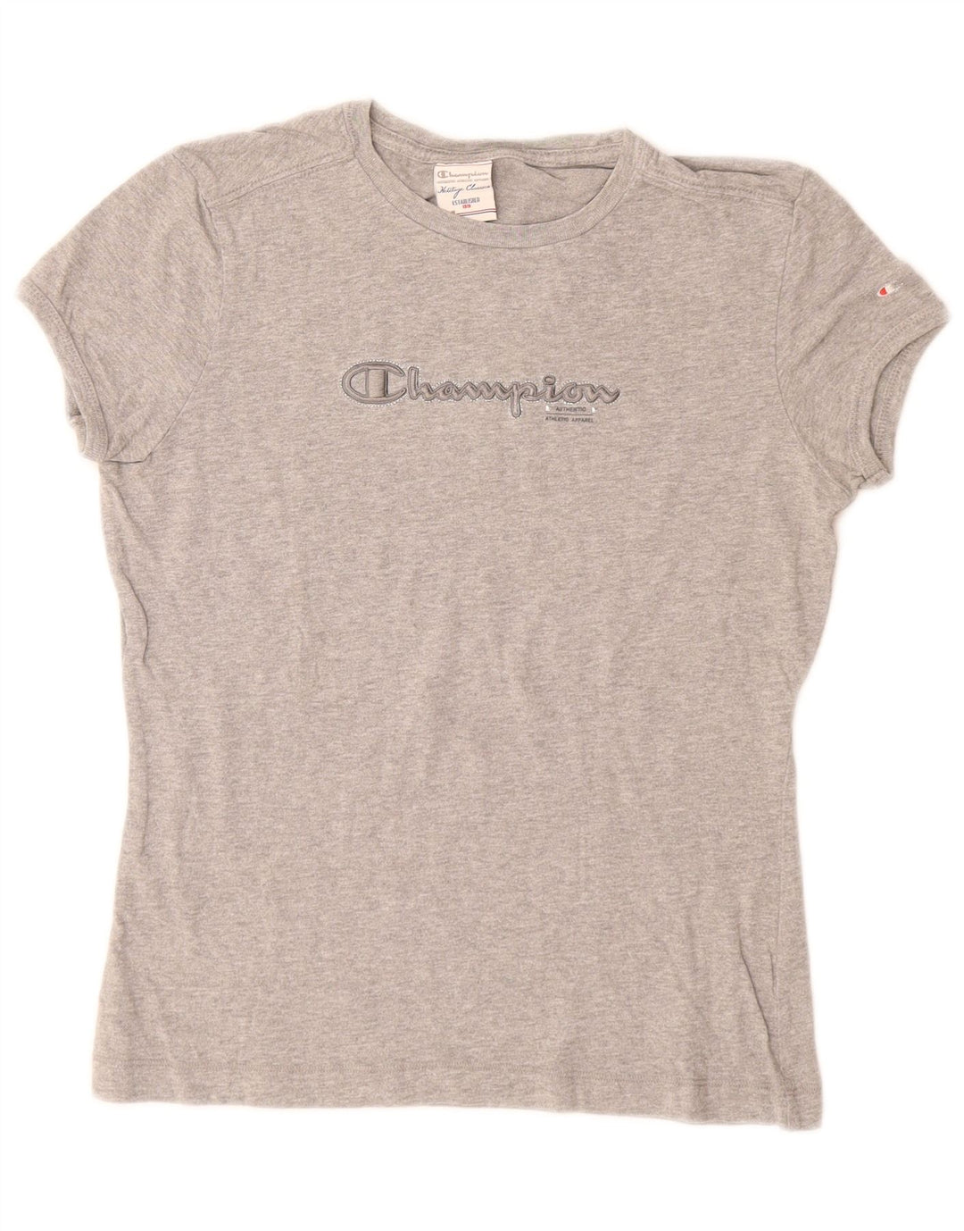CHAMPION T-shirt graphique Heritage Classics pour femme UK 12 Gris moyen
