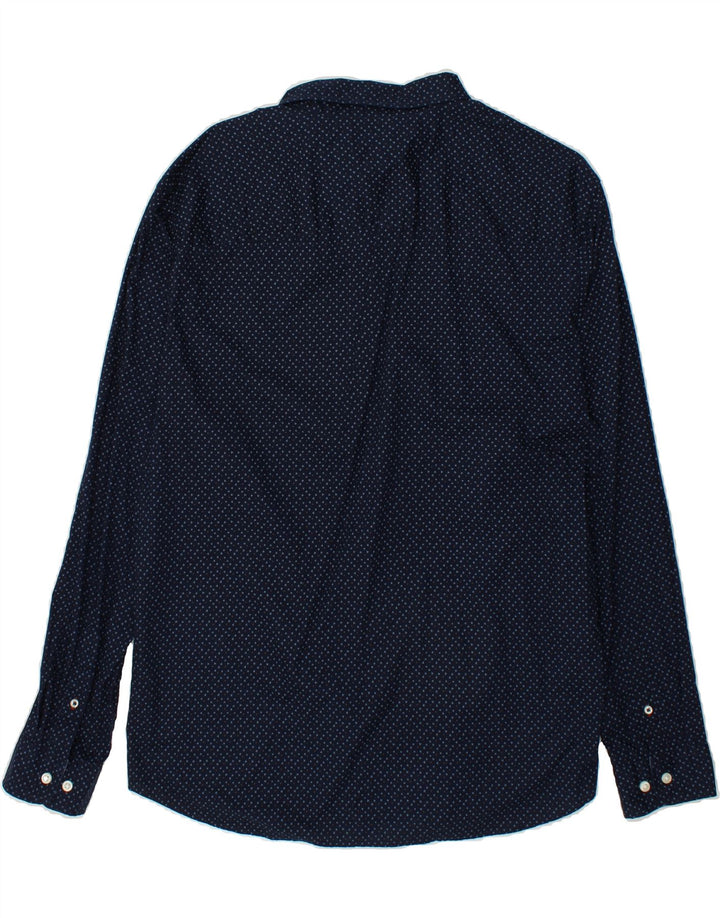 JACK & JONES Mens Shirt XL Navy Blue Geometric Cotton Vintage Jack & Jones and Second-Hand Jack & Jones from Messina Hembry 
