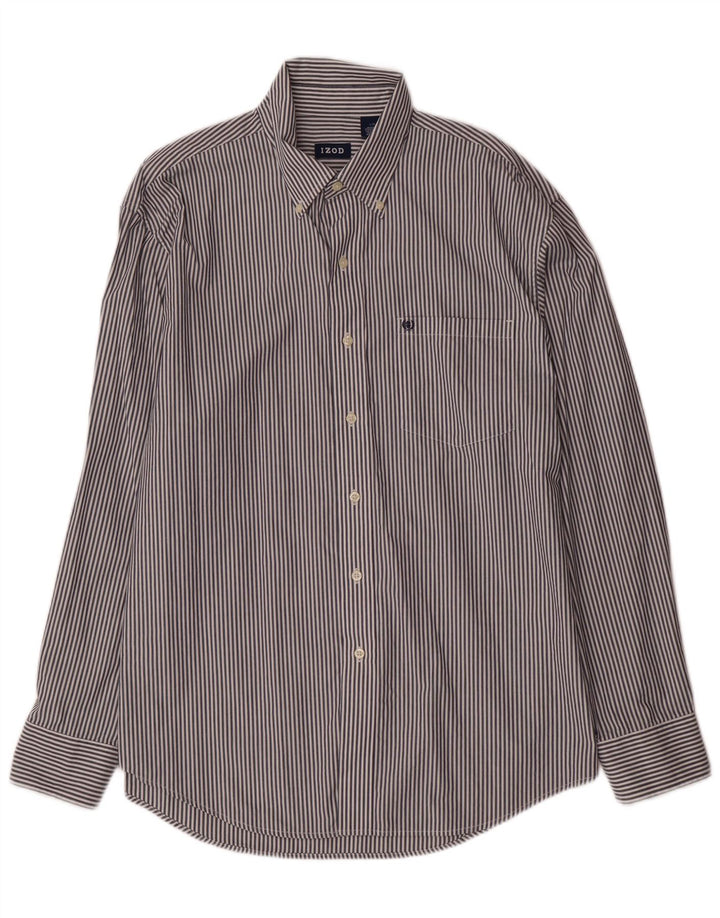 IZOD Chemise Homme Large Bleu Marine à Fines Rayures en Coton