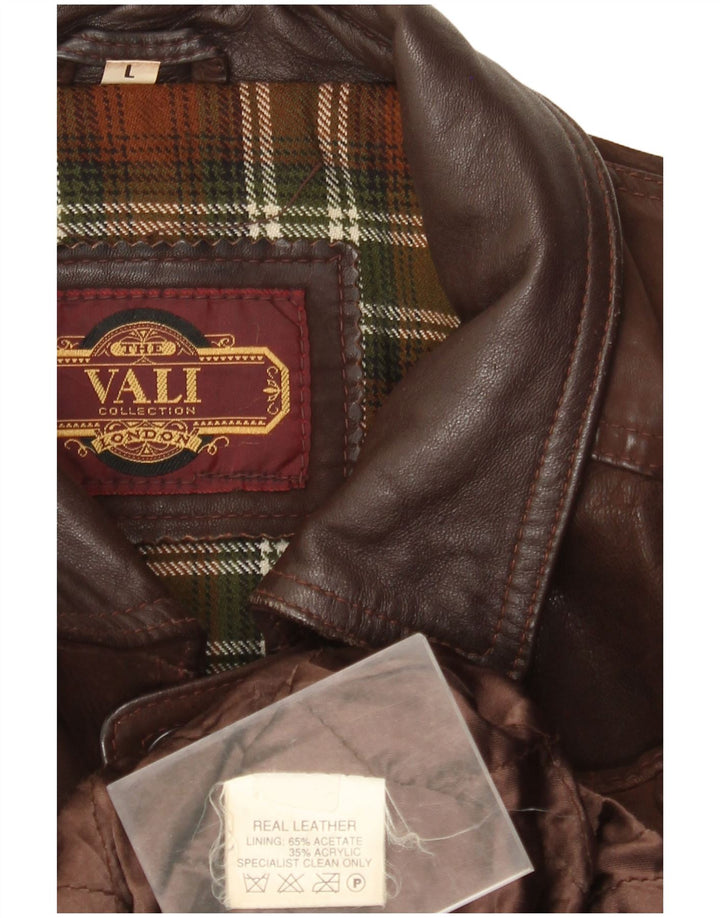 Vali Collection Veste en cuir pour homme UK 40 Grand cuir marron