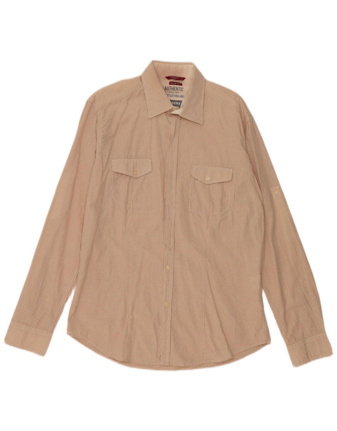 Carrera Chemise Slim Fit Grand Coton Vichy Beige