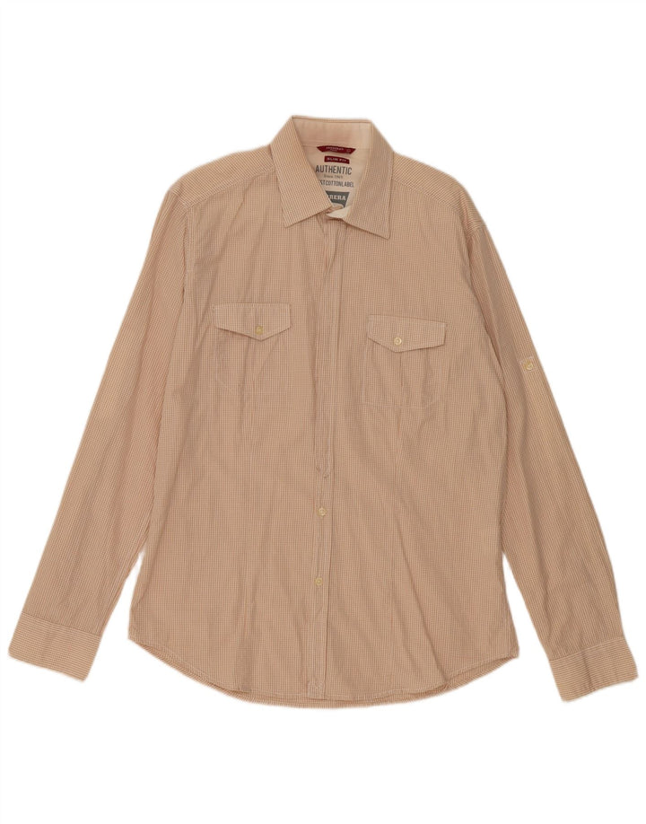 Carrera Chemise Slim Fit Grand Coton Vichy Beige