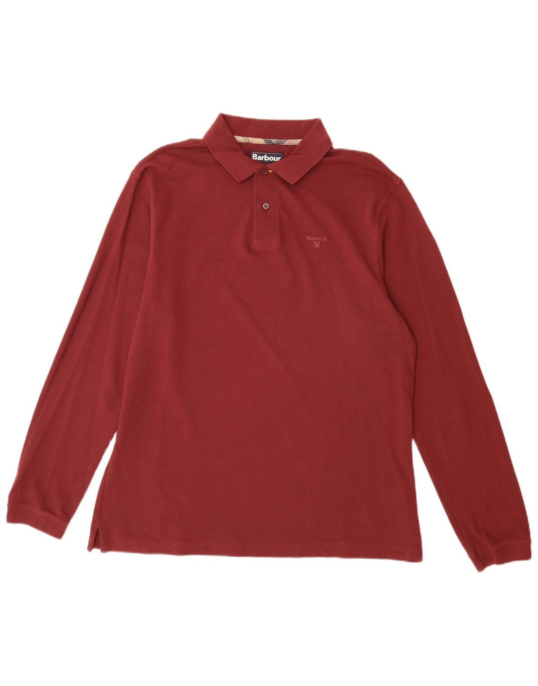 BARBOUR Polo à Manches Longues Homme XL Coton Bordeaux