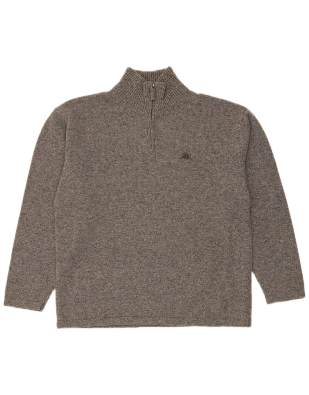 Kappa Pull à col zippé pour homme 2XL Gris chiné en laine vierge