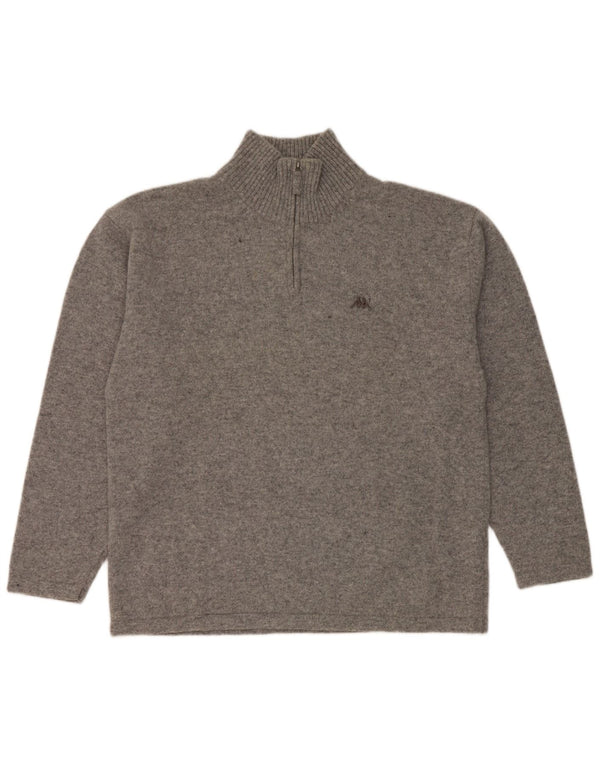 Kappa Pull à col zippé pour homme 2XL Gris chiné en laine vierge