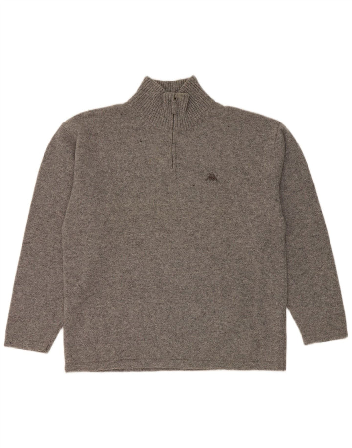 Kappa Pull à col zippé pour homme 2XL Gris chiné en laine vierge