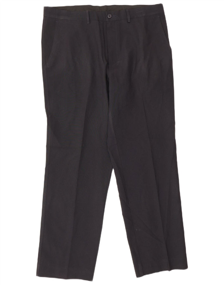 Marks & Spencer Pantalon de Costume Droit Homme W36 L31 Bleu Marine Polyester