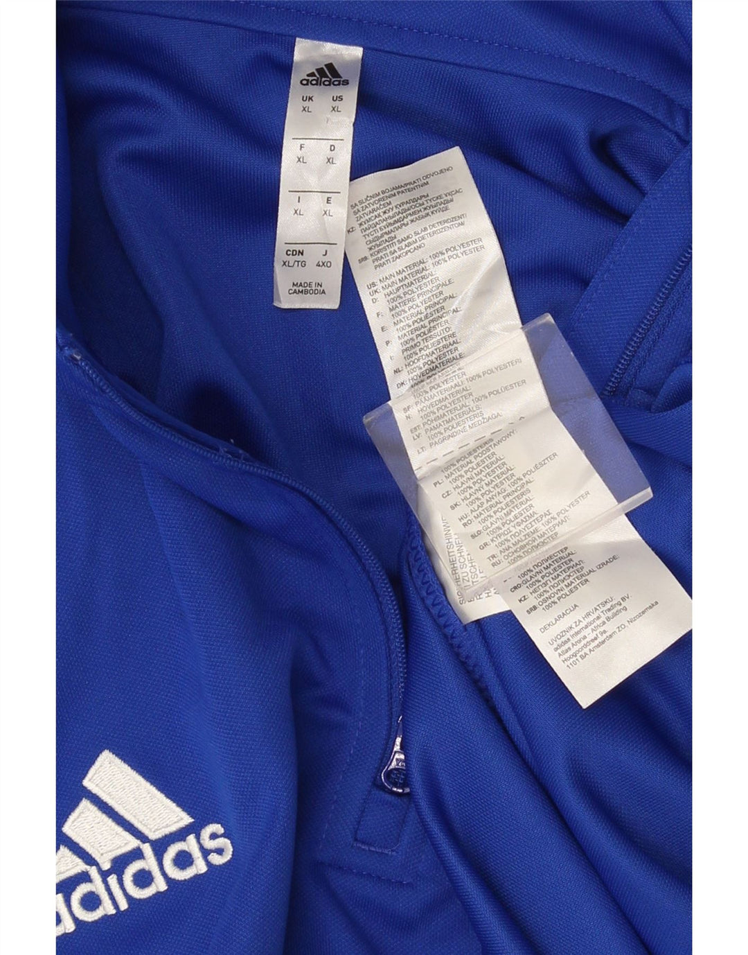 Adidas Femmes Climalite Graphic Zip Neck Top Manches Longues XL Bleu Polyester
