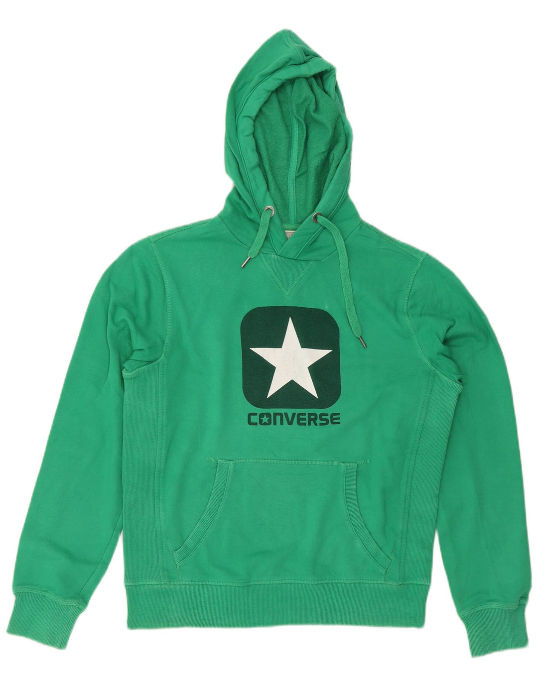 Converse Pull à Capuche Graphique Homme Vert Moyen Coton