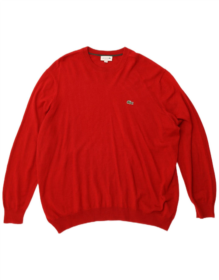 Lacoste Mens Classic Fit Crew Neck Jumper Pull Taille 8 3XL Laine Rouge