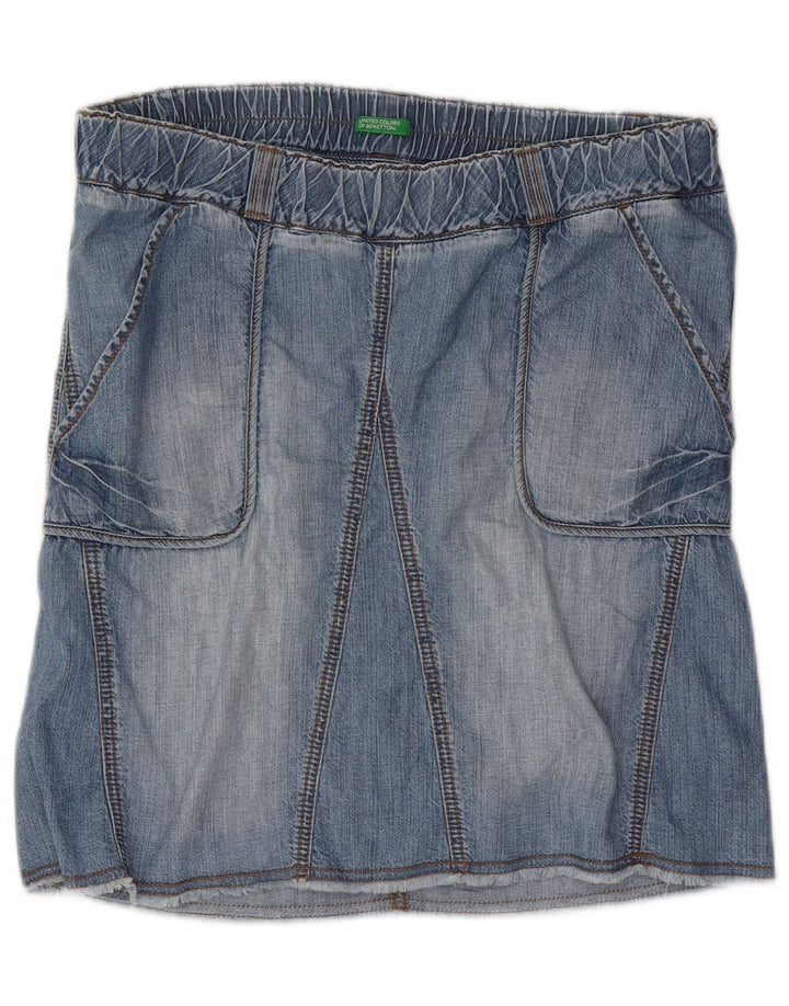 Benetton Jupe En Jean Small W34 Bleu Coton Femme
