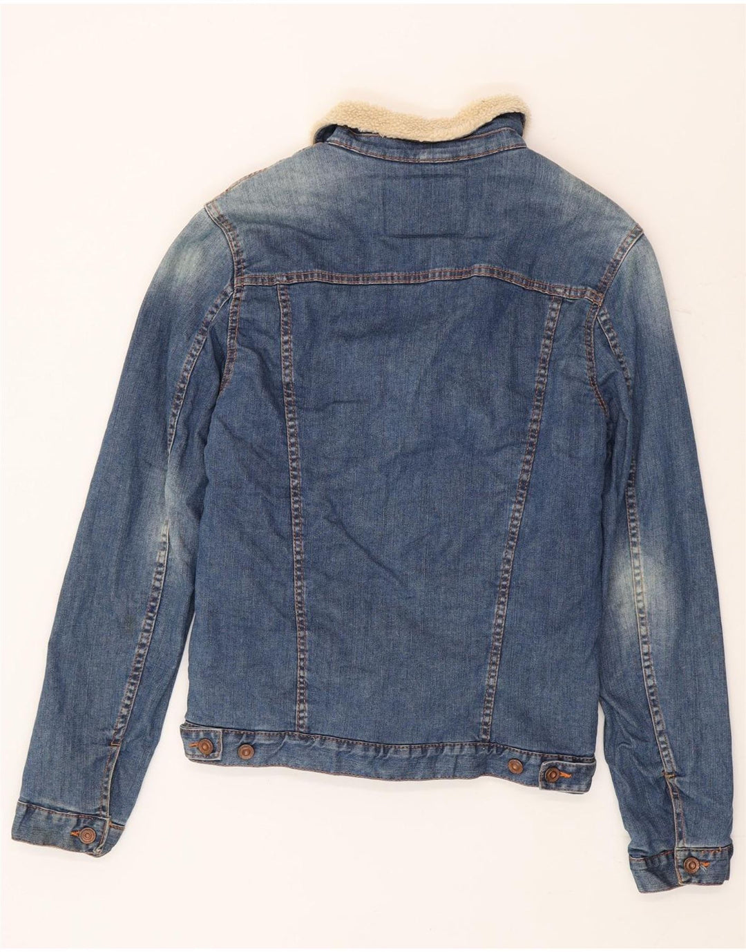 Zara Veste Sherpa en jean pour homme UK 36 Petit Bleu Colorblock
