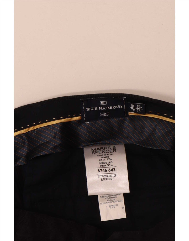 Marks & Spencer Pantalon de costume droit Blue Harbour pour homme W32 L31 Noir
