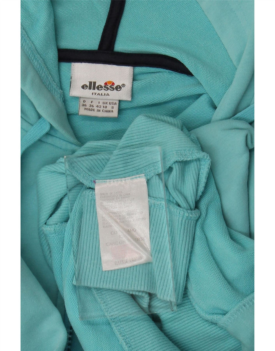 ELLESSE Pull à capuche zippé pour femme UK 10 Petit Bleu Coton