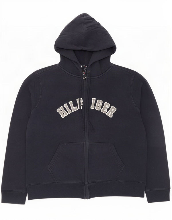 Tommy Hilfiger Pull à capuche zippé graphique pour femme UK 18 XL Bleu marine